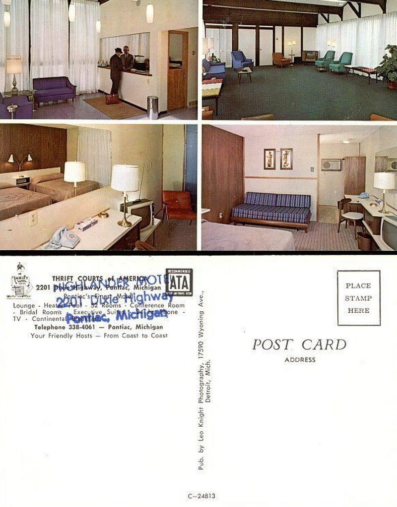 Waterford Motel (Highlander Motel, Thrift Courts of America) - Postcard (newer photo)